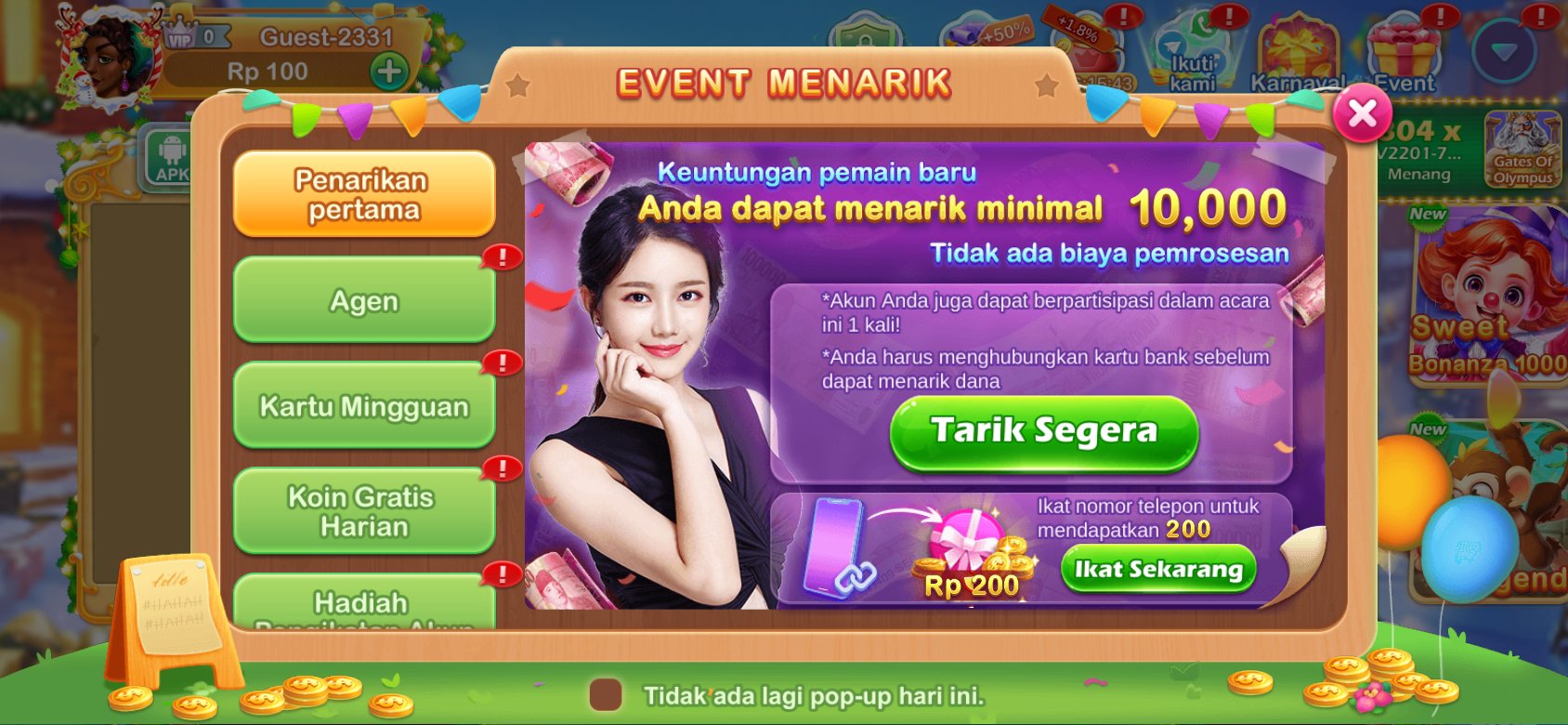 Penarikan dana cepat dan tanpa biaya di ho777 Slot APK.